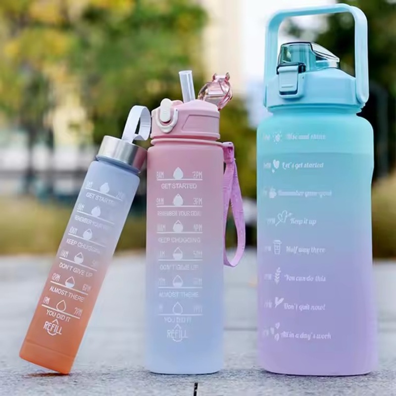 Bottle Water Motivation Drinking Plastic Gym Sport Water Bottle with Straw for Outdoor – Water Bottle and Plastic Cup price