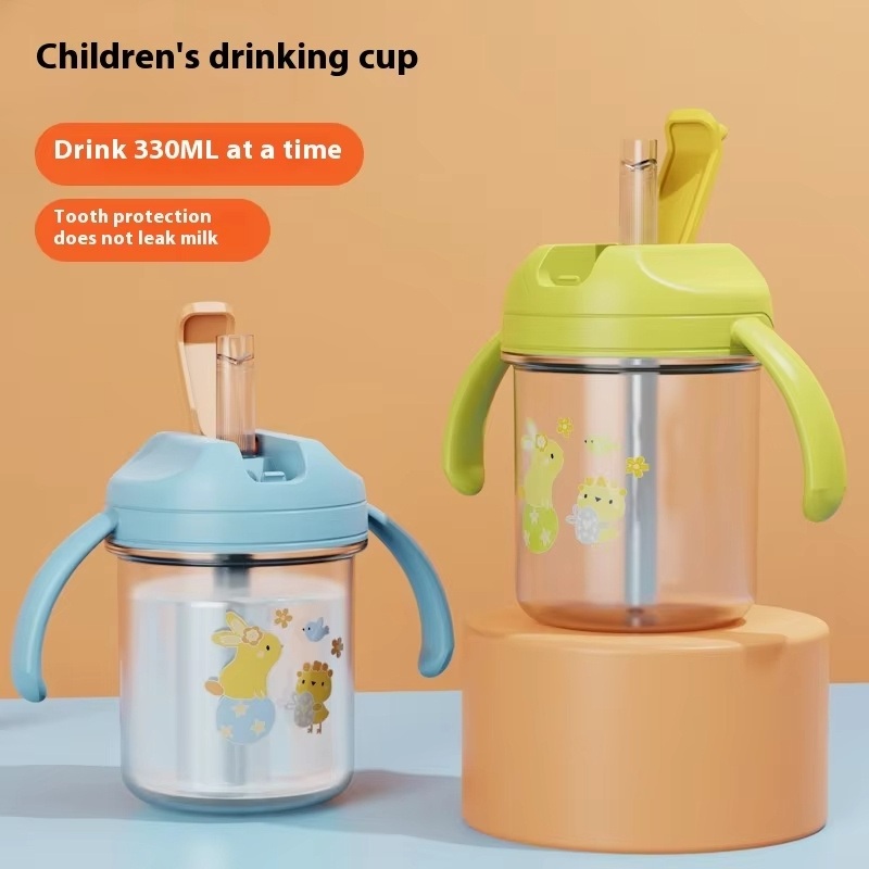 Childrens Water Cup Food Grade Plastic Baby Straw Cup with Handle for Infants Home Use – Sports Bottle and Baby Cup price