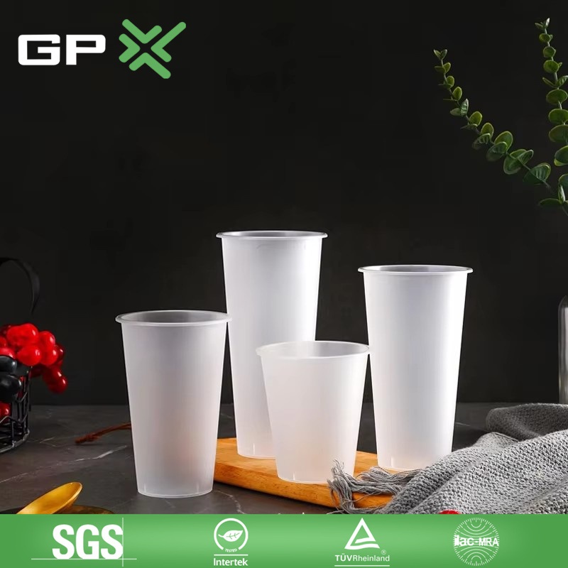 Compostable Thick PP Injection Beverage Ice Plastic Disposable Frosted Bubble Tea Cup Hot Water Coffee Drinking Cups – Compostable PP Cup and Disposable Bubble Tea Cup price