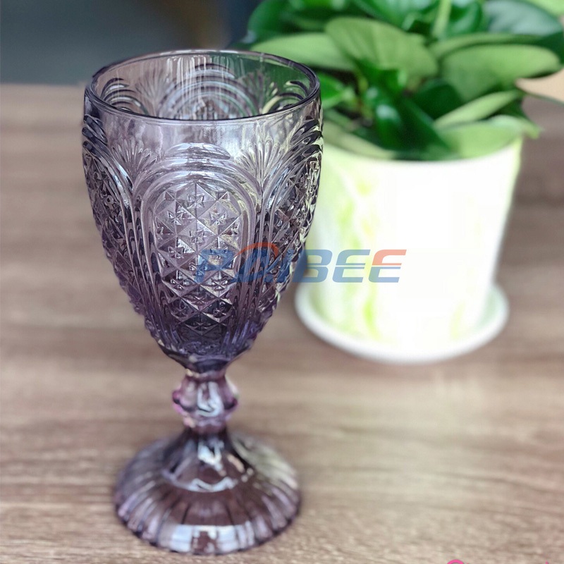 Glass Cup Solid Wine Glasses Wedding Glassware Low MOQ Event Rental Glass Goblet – Colored Wine Glasses and Wine Glass price