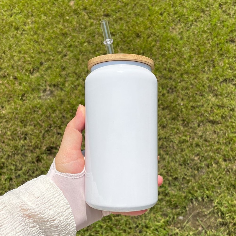 16oz White Sublimation Blank Stainless Steel Can Cup Metal Soda Beer Glasses Can Tumbler with Plastic Lid and Straw – White Blank Sublimation and White Sublimation Drinkware price