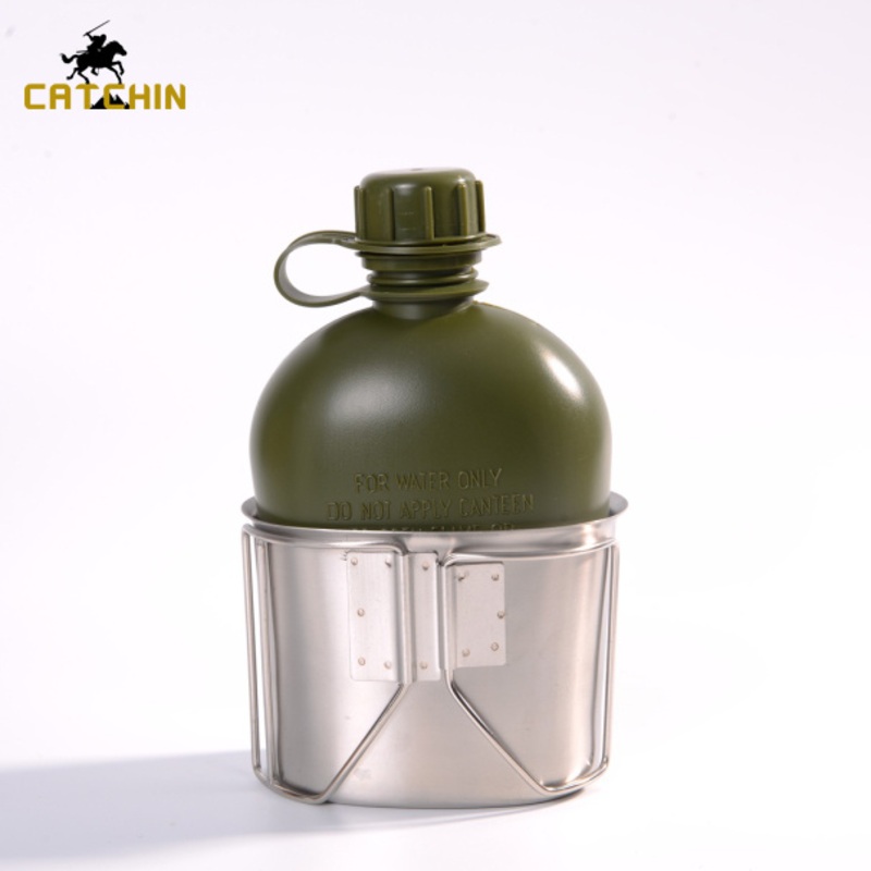 Canteen Set Plastic Water Bottle Stainless Steel Cup Fabric Pouch – Water Bottle and Canteen price
