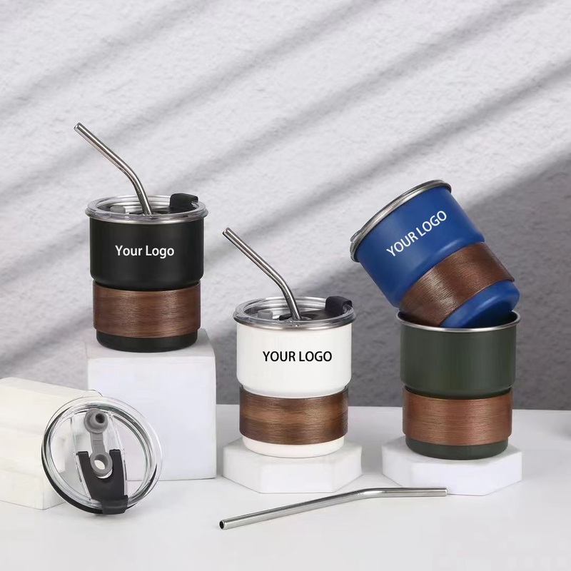 Custom Logo Christmas Gift 300ml Stainless Steel Large Capacity Single Layer Beer Portable Coffee Cup with Straw for Promotional – Coffee Mug and Coffee Cup price