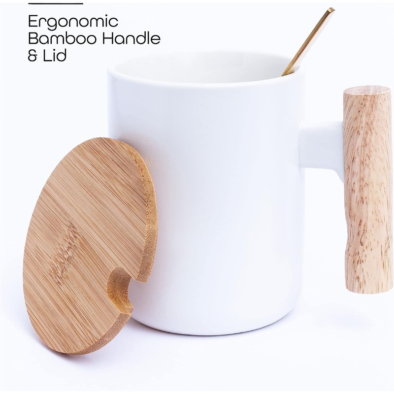 Modern Ceramic Tea Cup Mug with Wooden Lid & Handle in Bulk – Ceramic Tea Cup and Tea Cup price