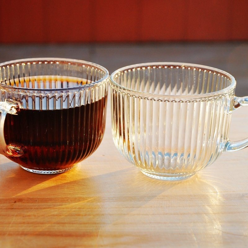 Strip Wide Mouth Eco-Friendly Heat Resistant Beverage Milk Coffee Glass Cup – Glass Ware and Glass Cup price