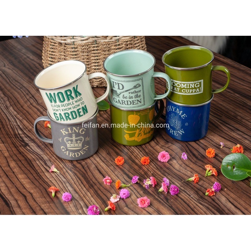 Customized Enamel Mug Colorful Enamel Camping Cup with Steel Rim – Coffee Cup and Cup price