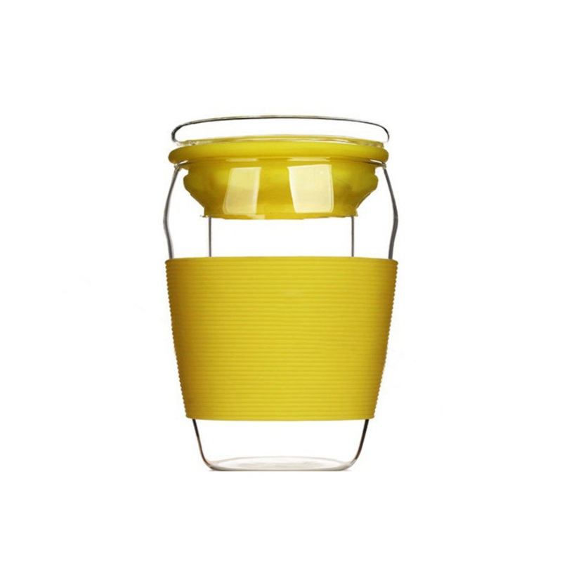 High Borosilicate Double Wall Glass Tea Cup with Silicone and Lid – Glass Tea Cup with Silicone and High Borosilicate Glass Tea Cup with Silicone price