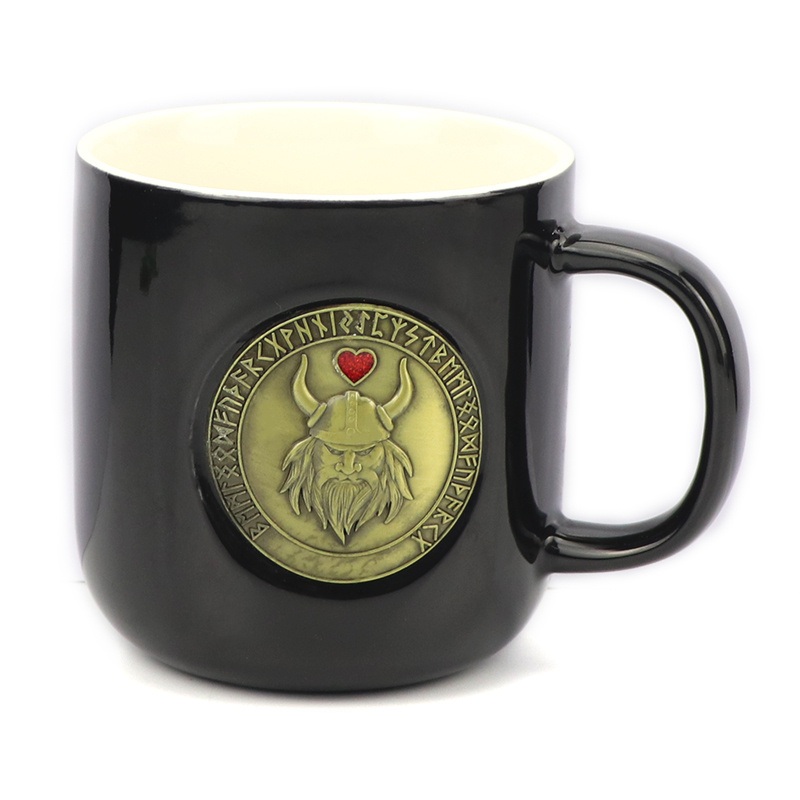 Wholesale Ceramic Mugs Custom Logo Porcelain Black Viking Souvenir Ceramic Coffee Mug – Ceramic Mug and Coffee Mug price