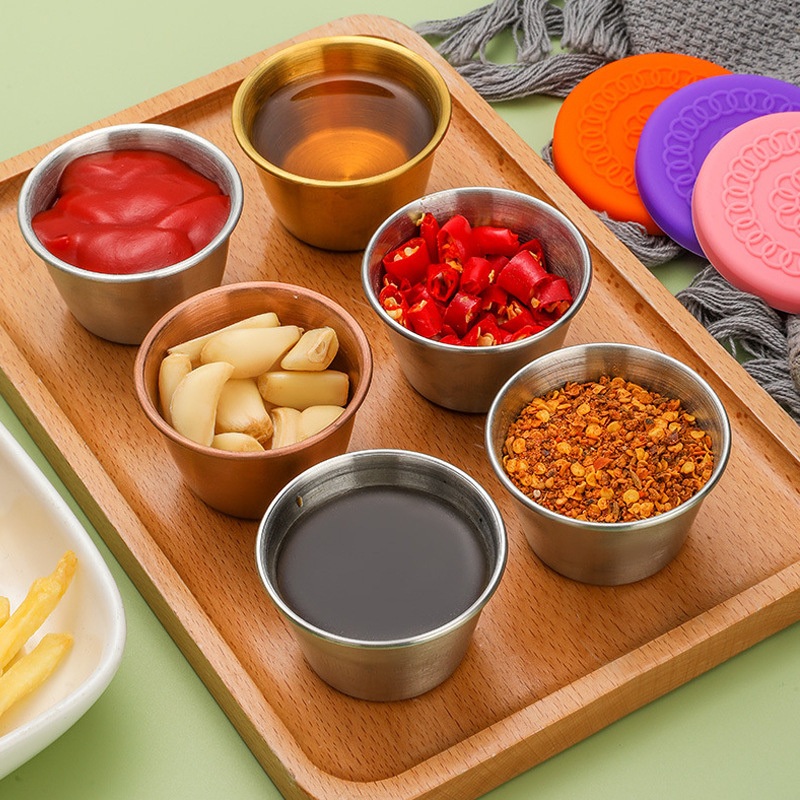 6 PCS Stainless Steel Condiment Cup with Silicone Lid for Lunch Box Picnic Travel Work – Cup and Stainless Steel Cup price