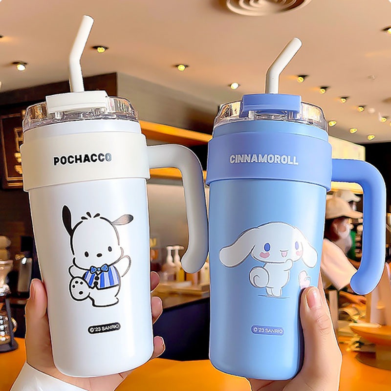 Kawaii Sanrio Pochacco Cinnamoroll Kuromi Anime New 316 Material 860ml Straw Thermal Cup High Capacity Leak-Proof Life Supplies – Thermal Bottle and Bottle price