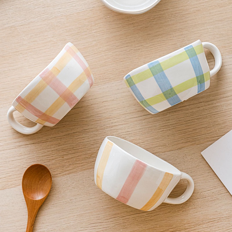 Nordic Style Irregular Hand-Painted Ceramic Coffee Cup with Handgrip Breakfast Mug – Ceramic Mug with Handgrip and Tazas De Ceramica price