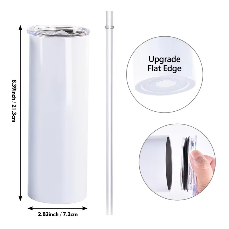 Wholesale Customizable 20oz 30oz White Stainless Steel Double Wall Skinny Straight Coffee Mug Sublimation Cups Blank Tumbler – Blank Tumbler and Straight Coffee Mug price