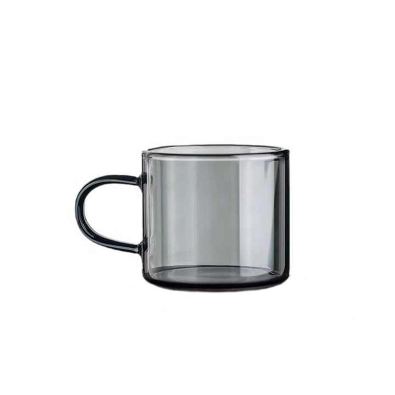 Wholesale Home Portable Tea Cup High Borosilicate Glass Mug Small Handle Cup Grey Color Coffee Cup – Glass Cup and Glass Coffee Cup price
