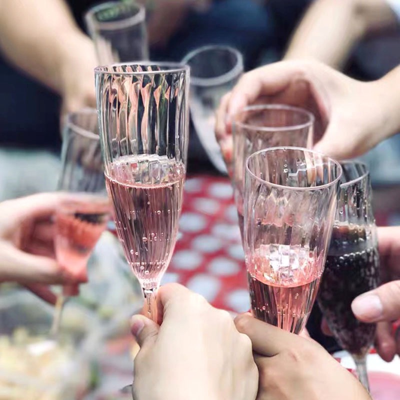 Bst 180ml Goblet Cocktail Cups Plastic Wedding Clear Disposable Red Champagne Glass Cup – Disposable Plastic Wine Glasses and Shatterproof Plastic Wine Goblets price