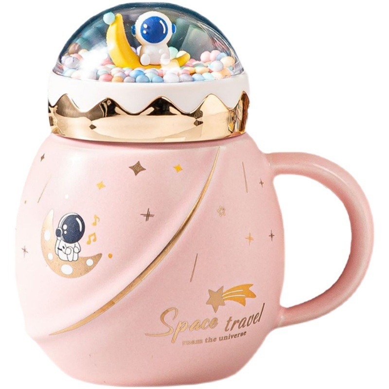 Cartoon Astronaut Valentine Present Set Handgrip Landscape Ceramic Coffee Tea Cup Mug for Girls with Spoon Gift Box – Ceramic Mug and Porcelain Cup price