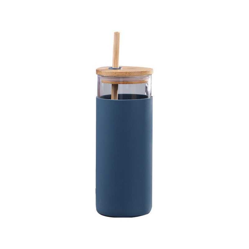 Custom 500ml Empty Clear Round Tube Borosilicate Drinking Juice Coffee Glass Water Bottle with Bamboo Lids – Glass Water Bottle and Glass Cup price