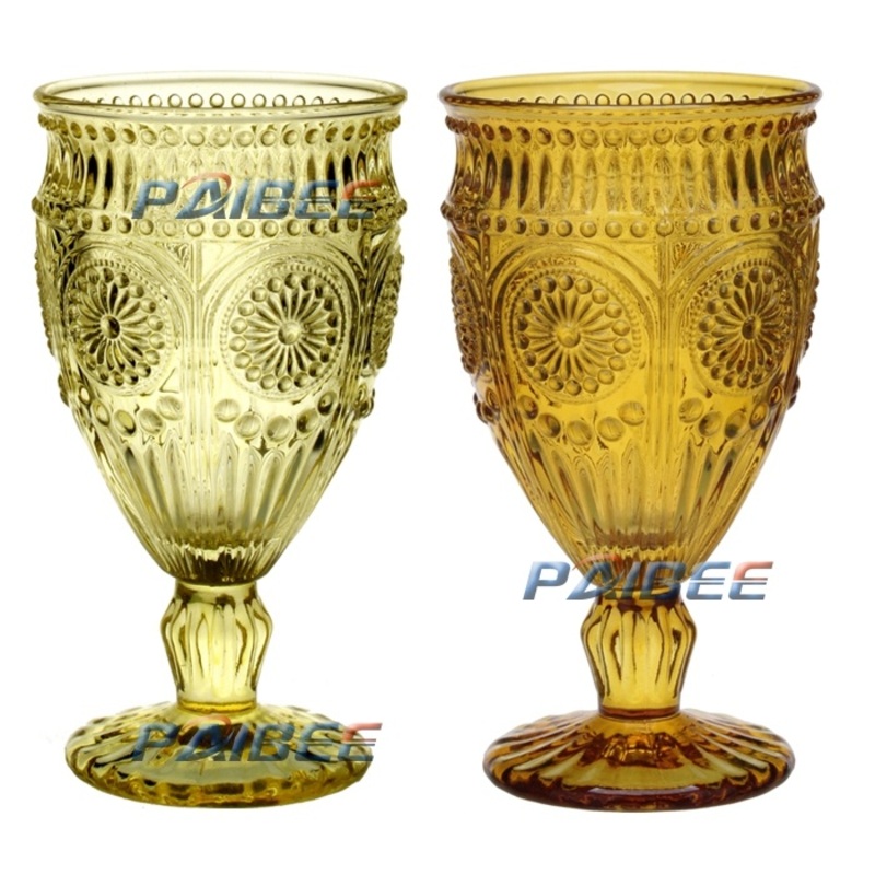 Paibee Spray Colorful Sunflower Red Wine Glasses Vintage Goblet Glassware for Event – Colored Wine Glasses and Wine Glass price