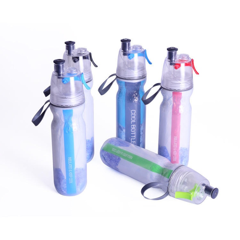 Portable Double Walled Anti-Leak Cooling Drinking Mist Spray Plastic Sports Water Bottle with Custom Logo – Sport Water Bottle and Mist Spray Water Bottle price