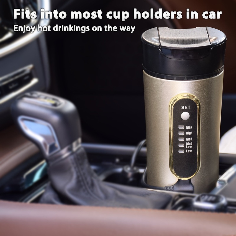 Coffee Cup Mug Car 12V Adapter USB Electric Mini Travel Kettle, Heated Travel DC 12V 100W / DC 24V 200W Stainless Steel Mugs – Coffee Maker and Electric Mug