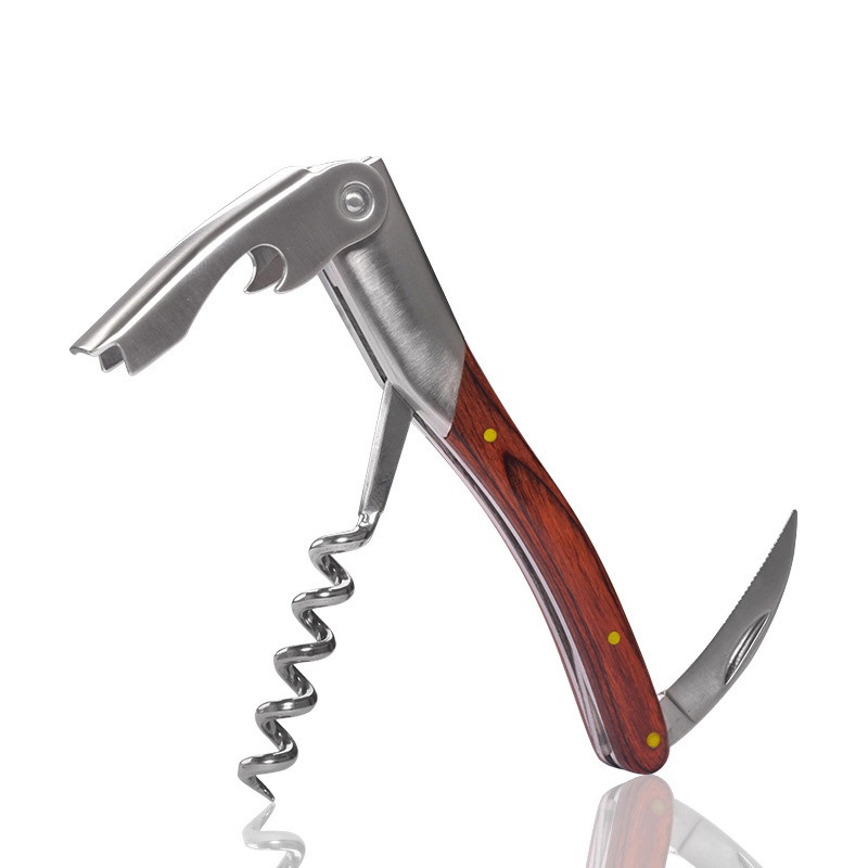 Custom Logo Print Multi Tool Wood Wine Bottle Opener Corkscrew for Bartenders and Waiters – Opener and Can Opener price