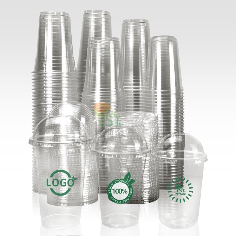 Custom Printed Cold Drinks 16oz 20oz PLA Milkshake Smoothie Bubble Tea Clear Plastic Cup with Logo – Plastic Cup with Logo and Clear Plastic Cup with Logo price