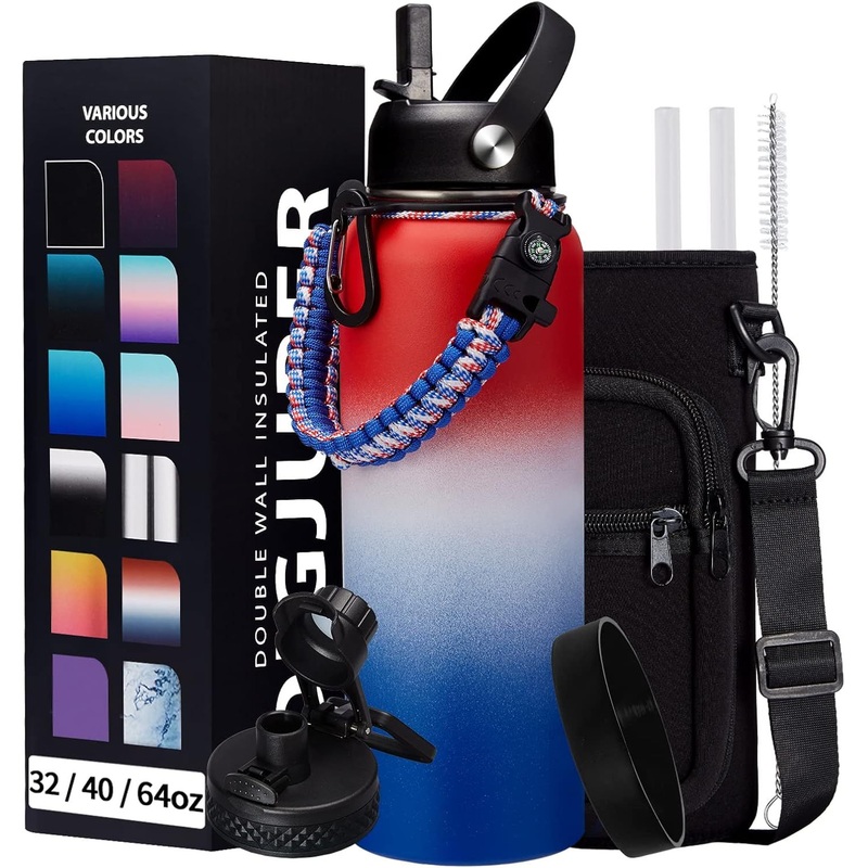 Customized Large Capacity Double Wall Stainless Steel 40oz Wide Mouth Water Bottle Wholesale Paracord Bottle Sport Thermo Jug Vacuum Flask with Handle – Vacuum Flask and Thermos Flask price