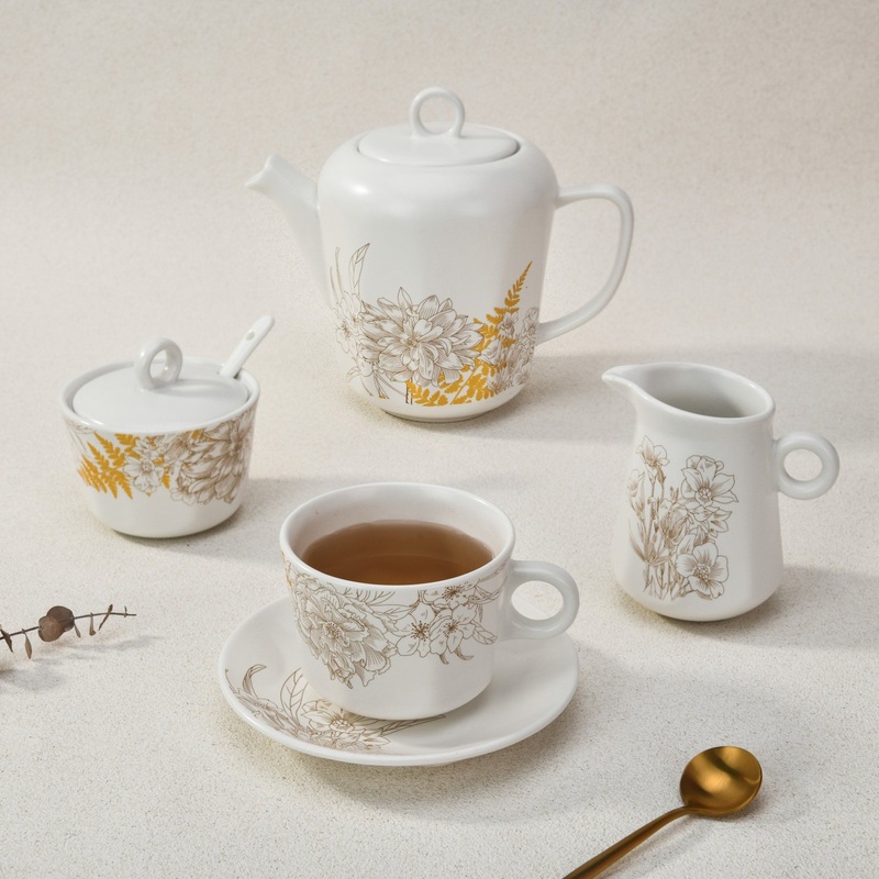 New Design White Elegant Porcelain Teapot Coffee Cup & Saucer Ceramic Tea Set – Tea Set and Ceramic Tea Set price