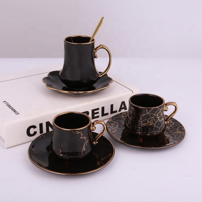 Wholesale Black Gold Modern Style Ceramic Tea Coffee Cup and Saucer – Ceramic Cup and Wholesale Cup price