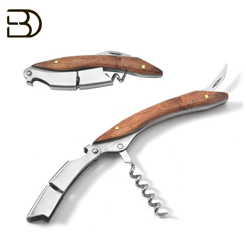 Wholesale High Quality Golden Supplier Manual Rosewood Beer Wine Bottle Opener Wine Corkscrew – Wine Opener Gift Set and Bottle Opener price