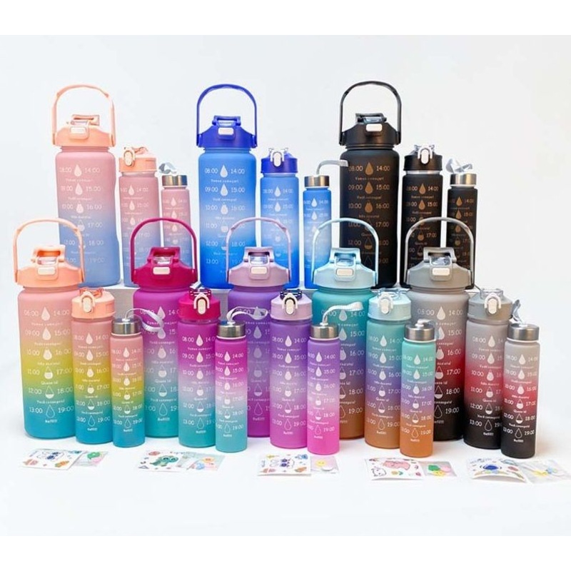 Leak-Proof Plastic Sports Water Bottle for Active Lifestyles Popular Fitness Motivational Custom Portable Straw Drinking Plastic Water Bottle with Marker – Water Bottle and Plastic Bottle price