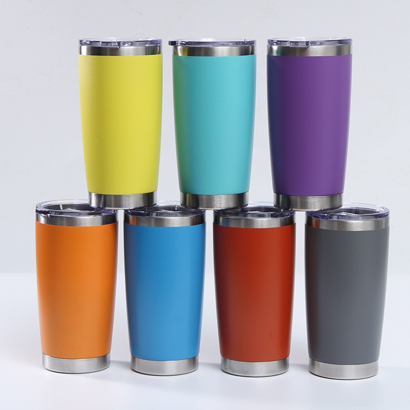 Powder Coated Car Mounted Travel Cup 304 Stainless Steel Vacuum Tumbler Stainless Steel Auto Cup Double Wall 20oz Auto Mug Sports Water Bottle with Lid – Car Mounted Travel Cup and Stainless Steel Vacuum Tumbler price