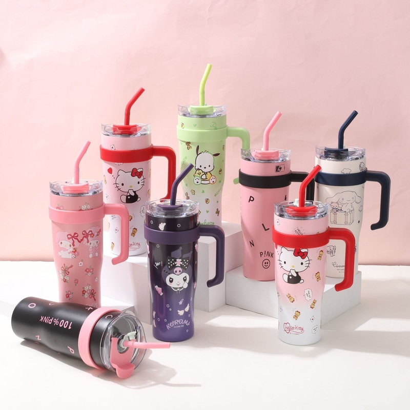 Ruunjoy Gifts Sanrio Cinnamoroll Hello Kitty Kuromi Pachacco Big Mac Straw Cup 1200ml High Appearance Large Capacity Water Cup – Sanrio Water Cup and Stainless Steel Mug price
