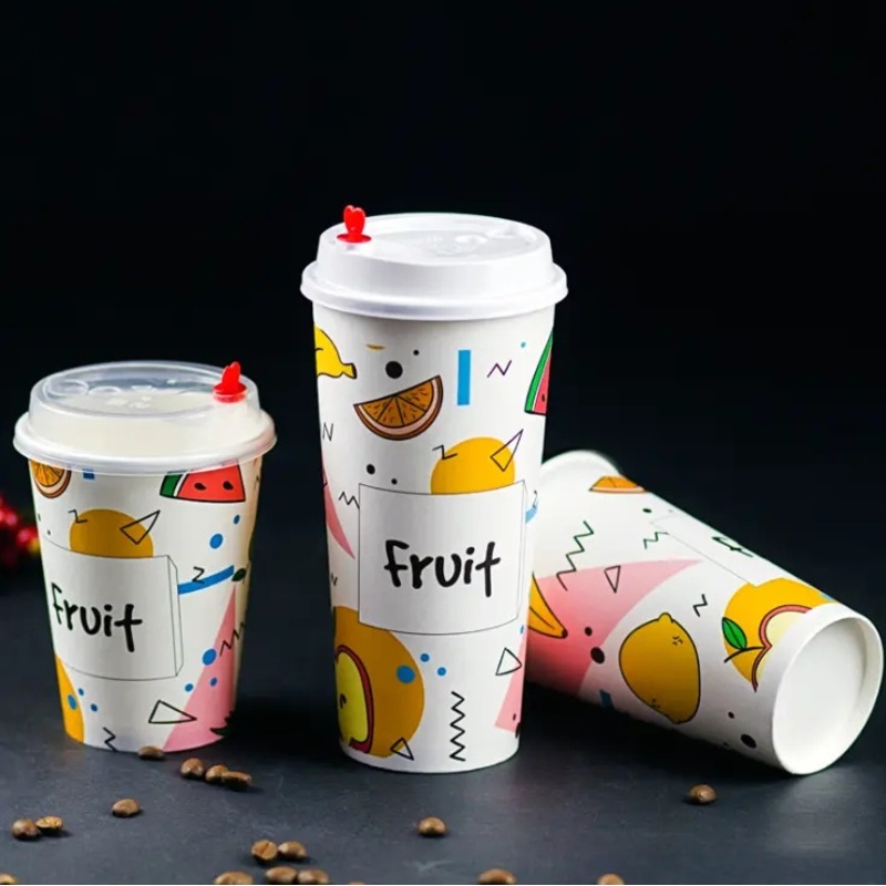 500ml700ml1000ml Custom Logo Tea Cup Design Single Wall Paper Cup Plastic Coffee Paper Cup – Coffee Cup and Takeaway Paper Cups price