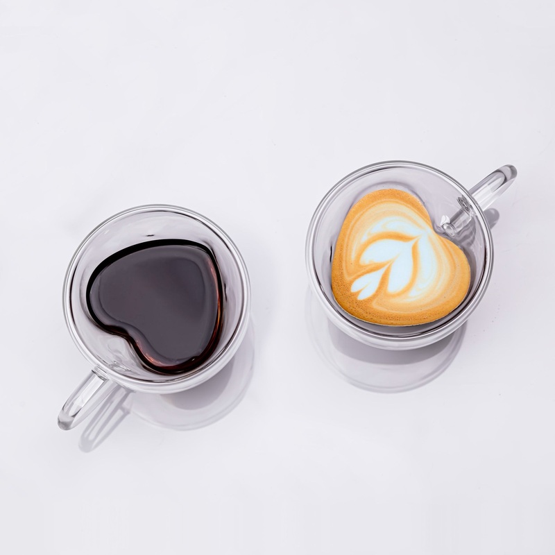 80ml 150ml 250mlcreative Double Layer Heart Shaped Cup Coffee Mugs Glass Cup – High Borosilicate Double Wall Glass and Double Wall Coffee Cup price