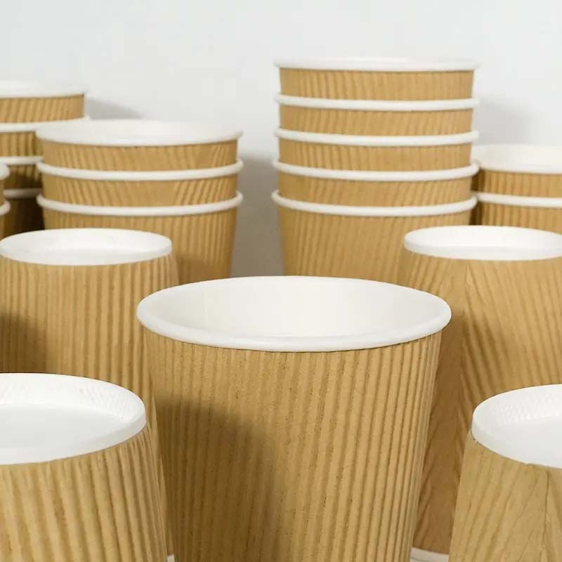 Compression and Deformation Resistance PE Coated Coffee Paper Corrugate Cup – Ripple Coffee Cup and Ripple Wall Cup price