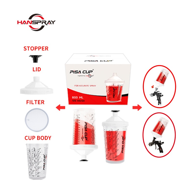 Factory PP Mixing Spray Cup with Lids for Car Body Painting – Pisa Cup and Spray Gun Cup