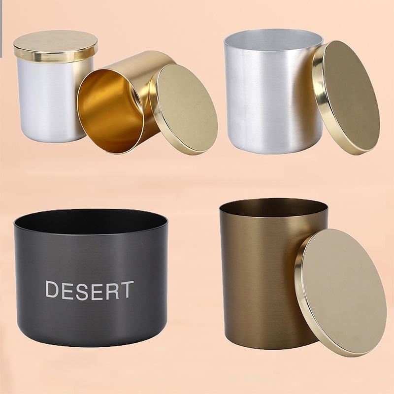 Factory Printable Logo Aluminum Alloy Candle Jar Black Aromatherapy Luxury Round Craft Wax Empty Cup with Metal Lid – Candle Cup and Candle Cup with Metal Lid