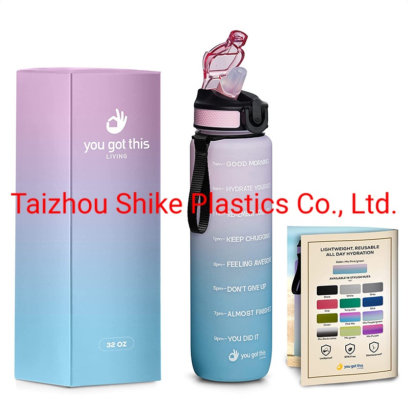 Fitness Time Maker Tritan Sk PC BPA Free Plastic Protein Custom Logo 32oz 1000ml 1 Litter Motivational Water Bottle for Sport – Tritan Water Bottle and Water Bottle price