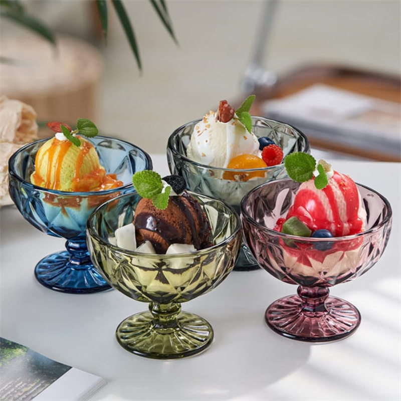 Vintage Glassware  Diamond Wine Glass & Dessert Cup Glass Cup – Glassware and Wine Glass price