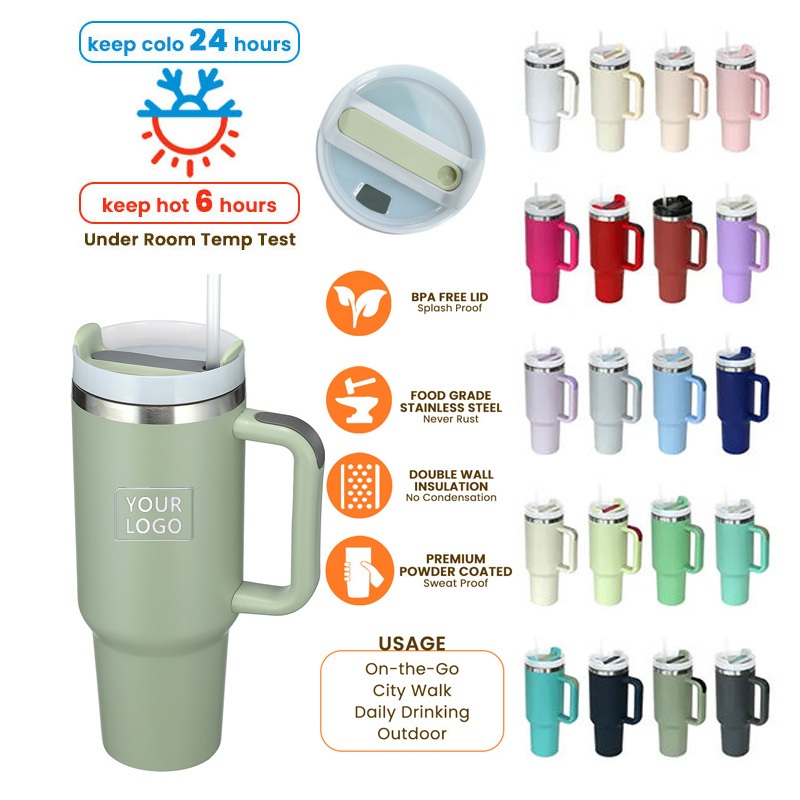 Trending Products Amazon New Arrival Dark Green Insulated Coffee Mug 30 Oz 40 Oz Stainless Steel Tumbler with Top Handle Leakproof – Stainless Steel Travel Mug with Handle and Quenching Mug with Straw Lid price