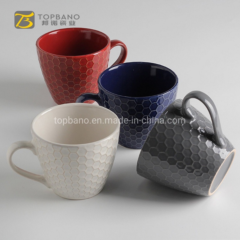 12oz Embossed Ceramic Cup for Office Mug Ceramic Coffee Drinkware Tea Cup – Ceramic Mug and Custom Mug price