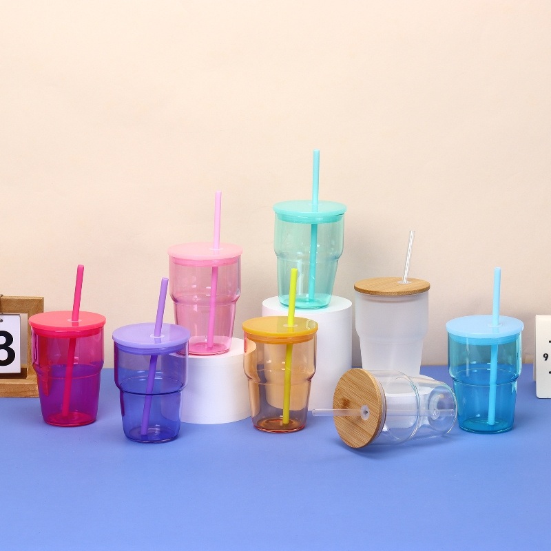 12oz Jelly Color Clear Mini Shot Glasses Sublimation Glass Tumbler Cup with Lid and Plastic Straw – Sublimation Glass Cup and 12oz Glass Cup price