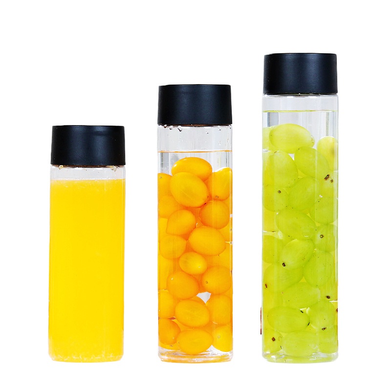 250ml 300ml 400ml 500ml 800ml Voss Shape Beverage Glass Water Bottle with Plastic Screw Cap – Glass Bottle and Beverage Bottle
