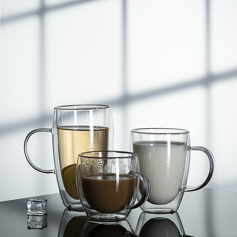 80ml150ml250ml 350ml Handmade High Borosilicate Glass Coffee Mugs with Glass Handle Cup – High Borosilicate Double Wall Glass and Double Wall Coffee Cup price