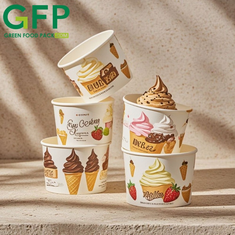 Biodegradable Paper Ice Cream Bowl Disposable Custom 16oz Yogurt Ice Cream Packaging Paper Cup – Paper Cup and Paper Bowl price