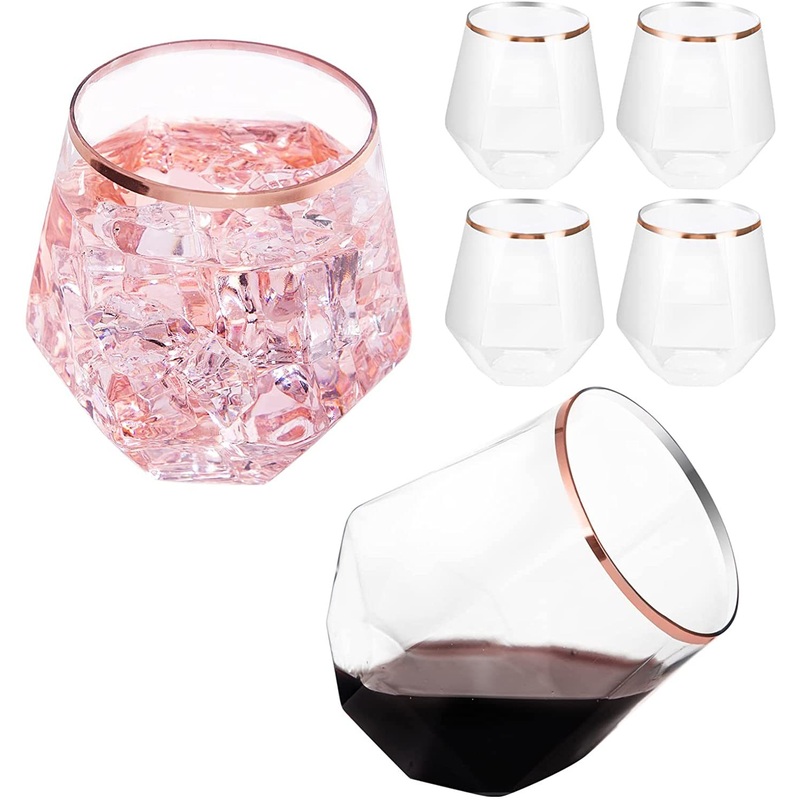 Factory Stemless Plastic Wine Glasses Shatterproof Champagne Flutes Recyclable Unbreakable Cocktail Cup – Plastic Stemless Wine and Plastic Wine Glasses price