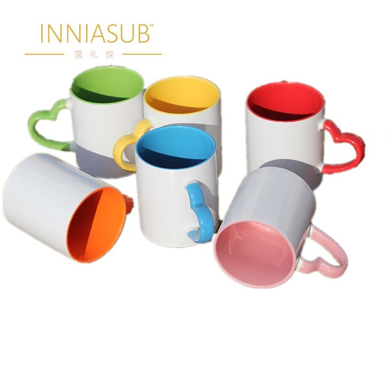 Heart Handle Colorful Inner Sublimation Cup AAA Grade Passed Dishwasher Customized Logo Mug – Sublimation Mug and Porcelain Mug price
