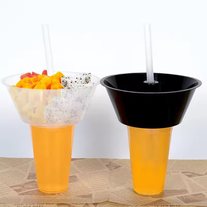 Hot Pot Cup Disposable Hotpot Plastic Cola Drink Milk Tea Cup Bowl on Top Snack Tray Lids Straw Creative Popcorn Cup with Snack Bowl Holder – Hot Pot Cup and Snack Bowl Holder Cup price