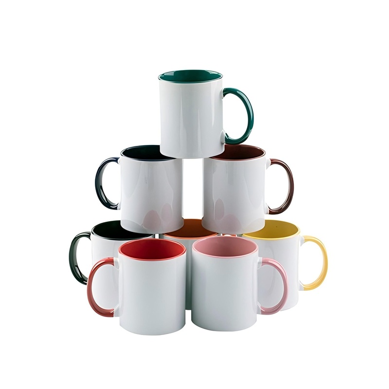 Premium Stoneware Coffee Mug with Colorful Handles for DIY Sublimation, Ceramic Mug – Ceramic Mug and Coffee Mug price