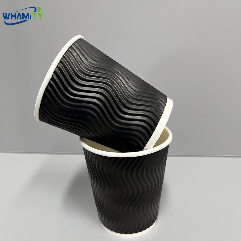 Ripple Paper Cup Waterproof Double Wall Cup Kraft Paper Cup for Hot Coffee with Plastic Cover Customization Printing 8oz – Kraft Paper Cup for Hot Coffee and Ripple Wall Paper Cup price